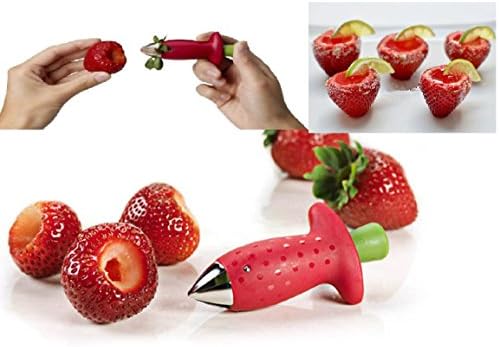 Charming249 Strawberry Huller Twist StemGem Tomato Corer knife Stem Remover (Red)