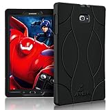 Armera Samsung Galaxy Tab A 10.1 Case (SM-T580), High Impact Resistant Slim Heavy Duty Anti Slip Light Weight Kids Friendly Shockproof Protective Rugged Silicone Cover (Soft Wave - Black)