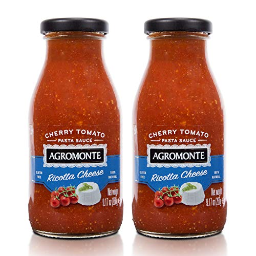 Agromonte Authentic Italian Cherry Tomato Pasta Sauce (Ricotta Cheese)- Taste of Italy Gourmet Foodie and Chef Gift - Certified Kosher, Gluten-Free, All Natural 9.17oz (2 pack)