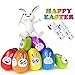 Chuangdi 200 Pieces Easter Bunny Stickers Emoji Bunny Face Stickers, Easter Stickers 1.5 Inch Adhesive Labels on 2 Rolls