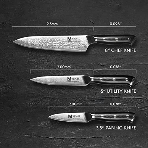 Damascus Professional Kitchen Knives Chef Knife Set of 3