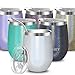 THILY 12oz Insulated Stainless Steel Wine Tumbler with Sliding Lid & Straw - Stemless Travel Cup for Coffee, Cocktails, Beer - Cold Drinks - Glitter White