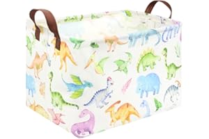 FXOCSHE Rectangle Dinosaur Basket,Kids Toy Storage Bin,Storage Basket Bins Organizer for Boys Nursery Hamper,Baby Room Decor,Shelf Basket,Gift Basket for Boy and Girl(Dinosaurs)