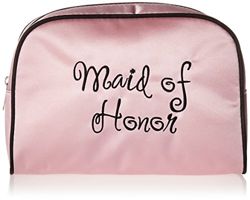 Lillian rose pink maid of honor travel makeup bag