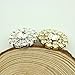 HABIBEE 10pcs/pack 20mm Gold Pearl Alloy Button Rhinestone Flower Embellishment DIY Hair Accessories No Hole for Sewing (1)