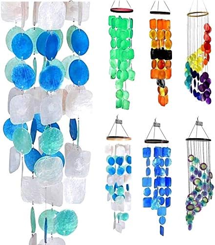 Bellaa 22906 Wind Chimes Out of doors Giant Chime Backyard Presents for Mother Mom Memorial Sympathy Windchimes Patio Yard Distinctive Residence Decor Handmade Bamboo Wooden Capiz Sea Glass Coloration Shell 27 inch