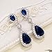 EleQueen 925 Sterling Silver Full Prong Cubic Zirconia Birthstone Teardrop Bridal Dangle Earrings