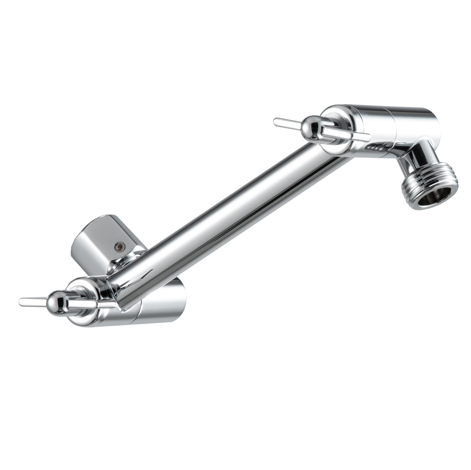Photo 1 of OFFO Shower Head Extension Arm, 6 in Shower Extension Arm with Locking Nut, Adjustable Height and Angle Shower Arm Extender, Universal G1/2 Connector for Fixed and Handheld ShowerHead, Chrome