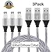 Sundix iPhone Charger 3Pack 6FT Premium Nylon Braided Lightning to USB Cable Charging Cord for iPhone 7 / 7 Plus/ 6 / 6s / 6 plus iPhone 5 / 5s / 5c, iPad, iPod & More (Greywhite)