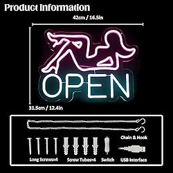 Open Neon Sign Bar LED Sign Pink Lady Neon Signs
