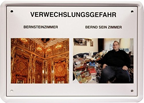 Tin Sign 15 x 21 cm with 'Design Confusion Amber Room Funny Saying MJ 215