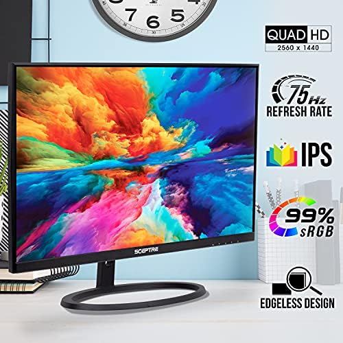 Sceptre IPS 24-Inch QHD LED Business Monitor 2560x1440 1440p DisplayPort HDMI 75Hz 300 Lux Build 