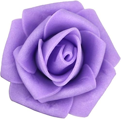 Lightingsky 300pcs 1.7 inch Real Touch Artificial Rose Head, DIY 3D Artificial Flowers for Wedding Bouquets, Room Decoration (Purple)
