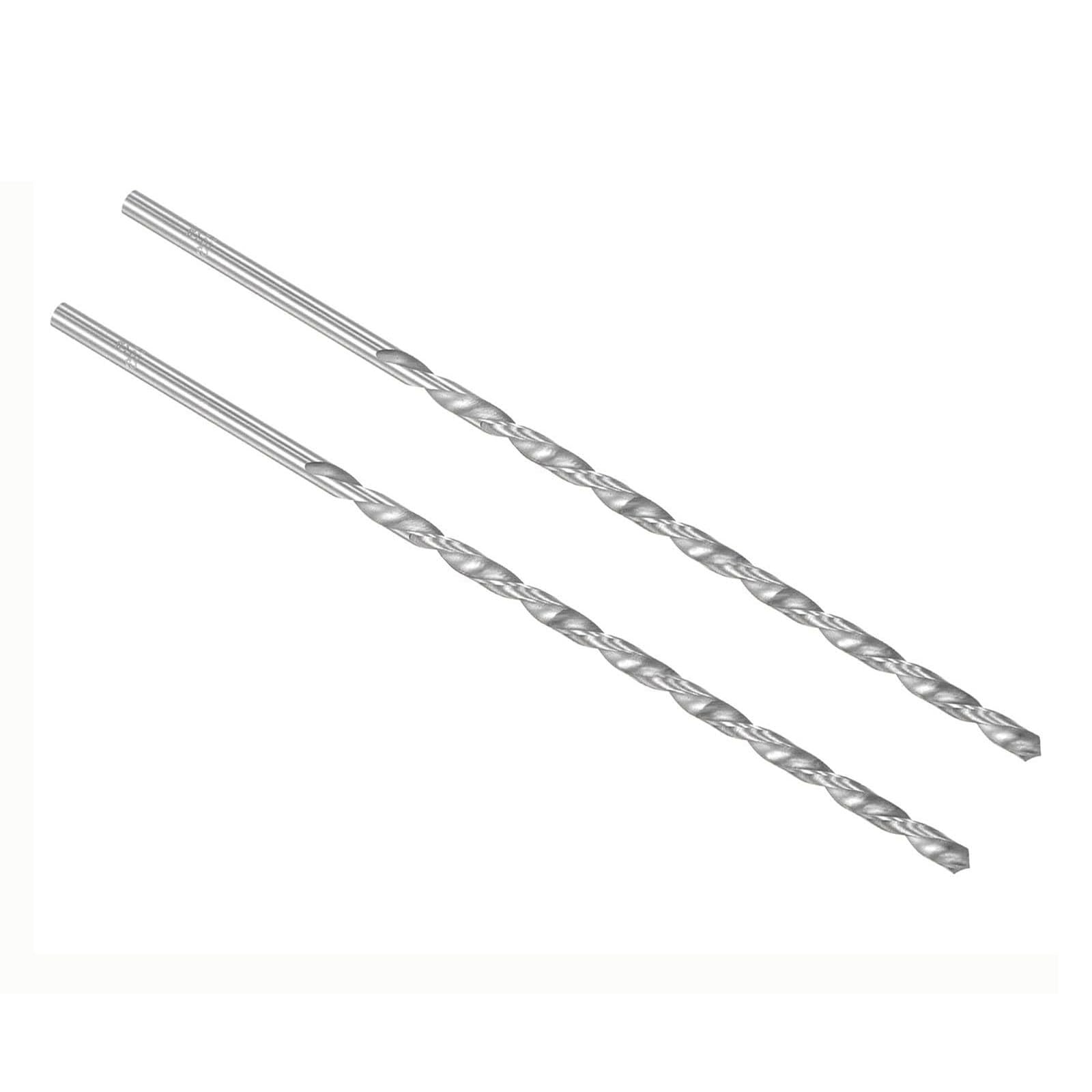 TOP-VIGOR 2Pcs 4.2mm Dia Extra Long Twist Drill Bits, 200mm Length High Speed Steel Extended Spiral Drill Bit, Straight Shank Twist Drill Bit Tool for Wood Metal Aluminum Plastic