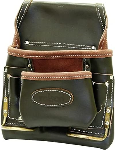 Rolson 68876 Oil Tan Single Leather Tool Pouch - 2 Pockets Hammer Loops
