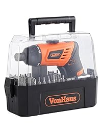 VonHaus - Destornillador eléctrico inalámbrico (40 V, máx. con luz LED recargable, mango de 3 posiciones, par máximo 5 Nm)