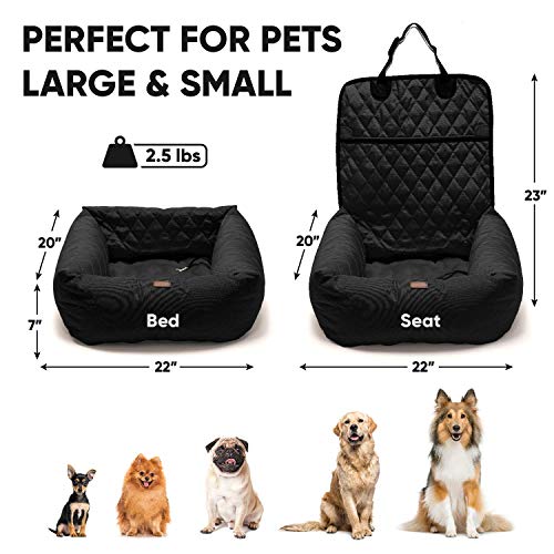 Dog Car Booster Seat Luxurious 2in1 Dog Carseat & Comfy Indoor Lounge Bed for Dogs & Cats
