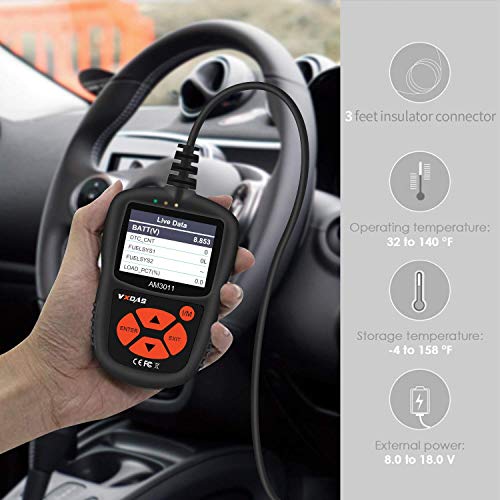 VXDAS OBDII Scanner,Car OBD2 Auto Fault Code Reader Universal Check Engine Light CAN Vehicle Diagnostic Scan Tool for All OBDII Protocol Cars Since 1996 AM3011