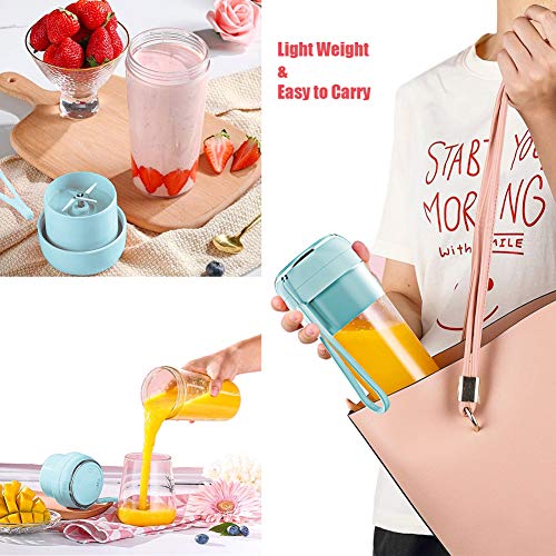 Portable Blender for shakes and smoothies with Vacuum Lid, Mini USB Rechargeable Portable Juicer Blender, Cordless Handheld Small Mini Single Serve Blender (blue)