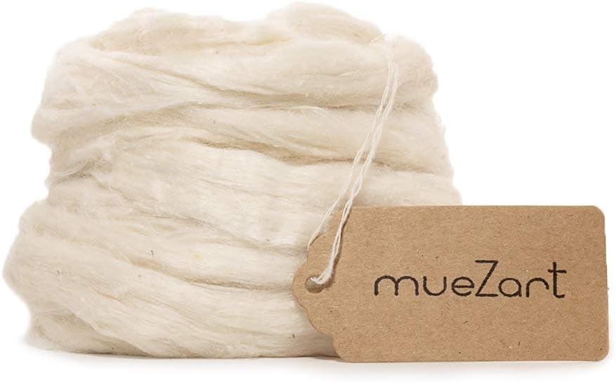 Muezart โ Pure Eri Silk Roving | 17.5 oz | A Short Fiber for Spinning, Blending, Dyeing, Soap Making, Paper Making, Needle Felting, and DIY Crafting. Natural Color.