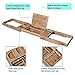 WELLAND Bathtub Caddy Bamboo Bath Tray with Adjustable Extending Sides, Bath and Bed Tray, Cellphone Tray, Book Reading Rack, Cup, Wine Glass Holder and Tablet Holder (Natural Bamboo Color)