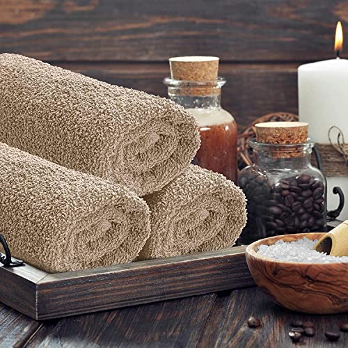 Sweet Needle Set of 6 Towels - 2 Bath Towels, 2 Hand Towels and 2 Washcloths Cotton Daily Use, Hotel Quality, Soft, Highly Absorbent, Quick Dry, Lightweight (Linen)