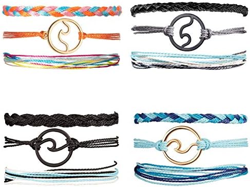 WAINIS 12 Pieces Rice Beaded Summer Beach Strand Bracelet Set Handmade Adjustable Friendship Bracelet Handcrafted Jewelry for Women Girl