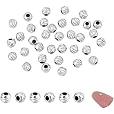 PH PandaHall 35pcs 925 Sterling Silver Spacer Bead, 3mm Small Round Infinite Pattern Beads Textured Metal Beads for DIY Jewelry Earrings Bracelets Necklace Crafts Making