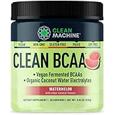 Clean BCAA - 2:1:1 Food Sourced BCAAs Powder & Coconut Water Electrolytes Recovery & Amino Energy Supplement - Award Winning Vegan Amino Acid Supplement - 30 Servings - Watermelon