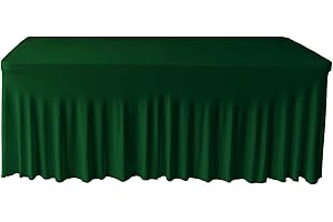 Gowinex 6ft Hunter Green Spandex Table Skirt Spandex Tablecloth Stretch Fitted Table Cover for 72Lx30Wx30H Inch Rectangular Table