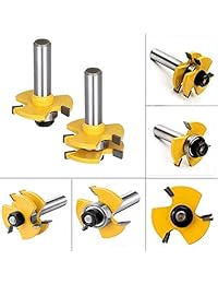 LETBUY - Juego de brocas de lengua y ranura, 1 2" vástago en forma de T ajustable, 3 dientes cortador de madera para puerta, mesa, armario, estantería, pared, bricolaje, carpintería