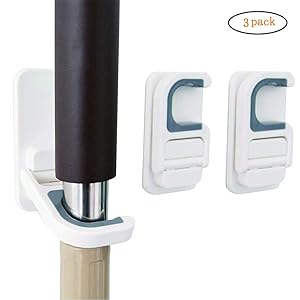 Tinkeep Broom Holder Mop Holder Broom & Mop Grippers Self Adhesive No Drilling Super Anti-Slip Broom and Dustpan Hanger Wall Mount Mops Rakes Holder 3 pcs