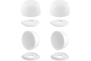 SDTC Tech 4 Packs Universal Toilet Bolt Caps, 0.83 Inch Height Round Plastic Push-On Screw Covers, Toilet Seat Floor Bowl Bolt Caps with Extra Washers for Easy installation, White