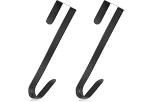 Over Door Wreath Hanger for Christmas,Wreath Hanger Front Door for Clothing,Bag,Festival Decoration 38cm Black 2Packs