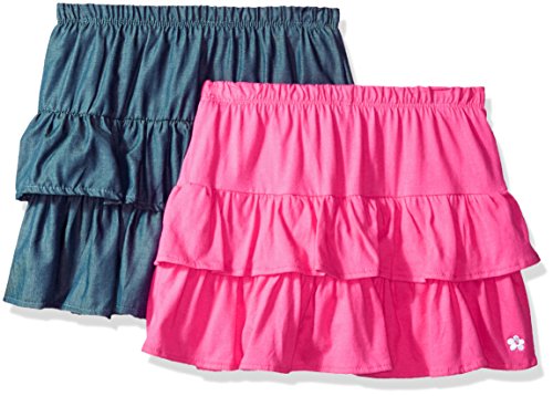 Limited Too Toddler Girls' 2 Pack Shirt, Chambray Blue Skort Prism Pink Jersey Skort Fuchsia, 3T