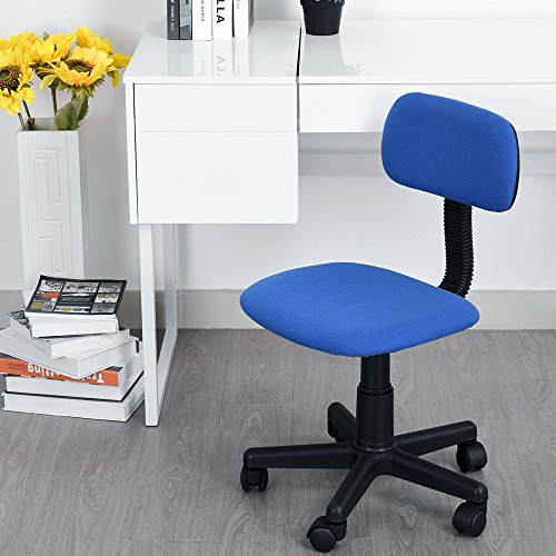 FCH Low-Back Study Chairs Adjustable Swivel Office Chair Armless Task Chair for Home/Office/Study Use,Blue