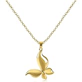 Butterfly Pendant Necklace Gift for Women, 14K Gold Plated Butterfly Gold Necklace Jewelry Delicate Everyday Necklace Minimalist Personalized Jewelry Mother's Day Birthday Christmas Gift for Her