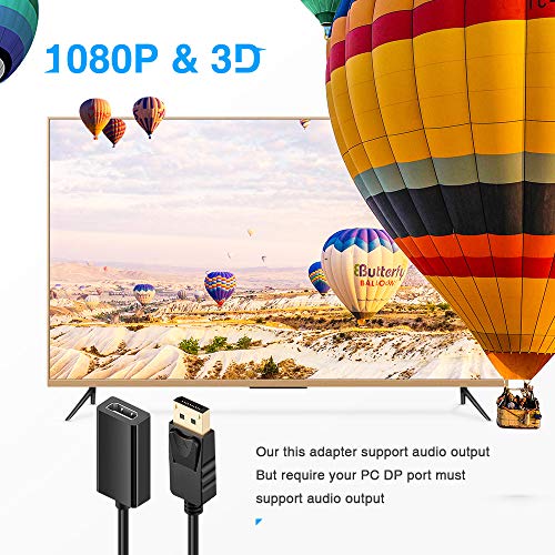 DP to HDMI Adapter, ELUTENG HDMI Video Converter Displayport to HDMI Cable Male to Female Support 3D 1080P Gold Plated Display Port Monitor to HDMI Cable Compatible for Desktop Laptop HDTV Monitor