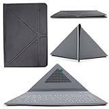 DURAGADGET Ultra-Slim Rechargable QWERTY Keyboard Case with Origami Folding Stand in Classic Black for The HP Elite x3 Smartphone