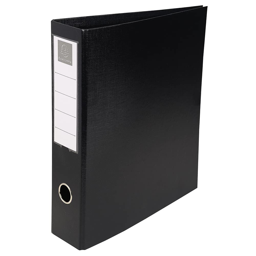 Exacompta - ref. 51741E - 1 rigid PVC binder - 4 D-rings of 50 mm on the 3rd cover - Spine 70 mm - External dimensions: 32 x 29 cm - Format to file A4 Maxi - Colour: black