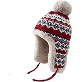 Holiberty Womens Winter Knit Beanie Hat Ladies Fur Pom Poms Ears Warm Slouchy Snow Ski Cap Fleece Thermal Ushanka Trapper Hat