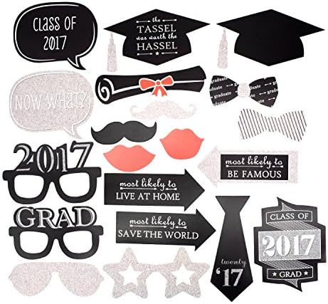 Graduation Party Photo Booth Props 2017 Graduation Party Decorations Graduation Party Supplies Favors Attached to the Stick. pack of 20
