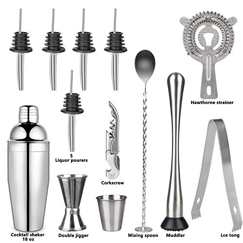 Hossejoy Premium-Cocktail Shaker Barkeeper Kit -13 Stück Bar-Werkzeug-Set mit stilvollem Bambus steht,umfasst Barkeeper… – Bild 4