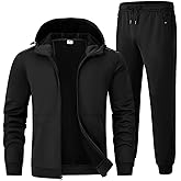 Rdruko Men's Fleece Sweat Track Suit Hooded Winter Warm Up Jogger Workout Athletic Tracksuits Sweatsuits 2 Piece Set