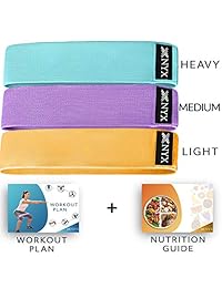 Booty Bands - Banda antideslizante de resistencia a la cadera para ejercicios de mantequilla y piernas (3 unidades, el mismo tamaño pero diferentes resistencias), tela de algodón y goma