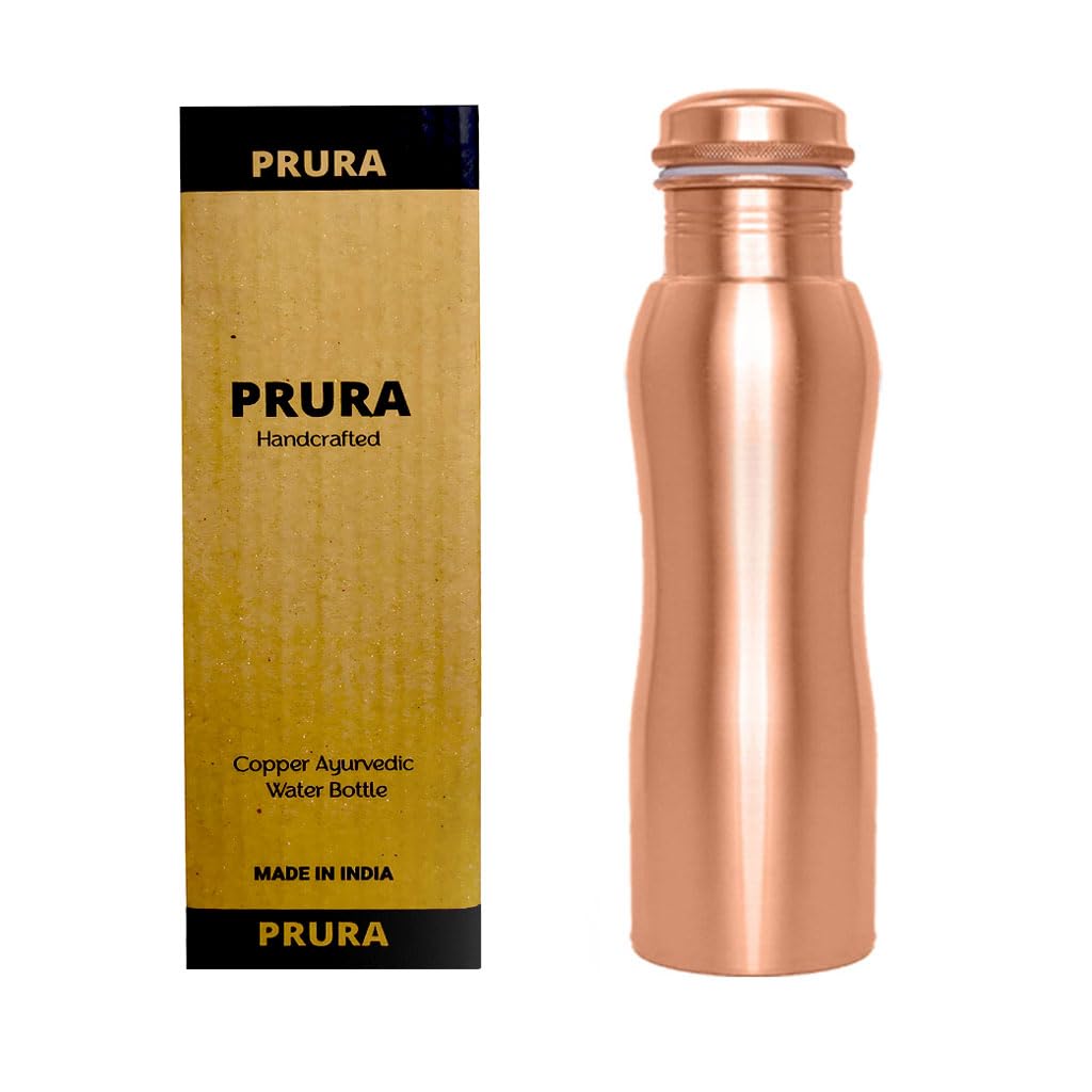 PRURA Copper 100% Copper Ayurveda Benefit Water Hammered Bottle Leak Proof (900ml/30oz, Design 3) — image 1