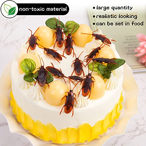LovesTown Fake Roaches Bulk, 150PCS Lifelike Roaches 1.75 Inches Faux Cockroaches Prank Toy Bugs for Halloween Party Joke Props Funny Trick