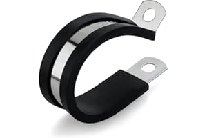 HIRTUOTTER 10 PCS 1-1/2 Inch 304 Stainless Steel Cable Clamps with Rubber Coated Cushion – Insulated Wire Clamps for Automotive, Pipe, Tube, Hose, Lines & Cord Installation (DN 38mm)