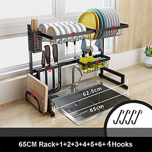Dish Drying Rack Over The Sink Rack Dish Drainer Utensils Holder Sink Shelf Kitchen Drying Dish Supplies Stainless Steel Display Supplies Shelf Kitchen Drainer Counter Organizer Dish Rack 65cm