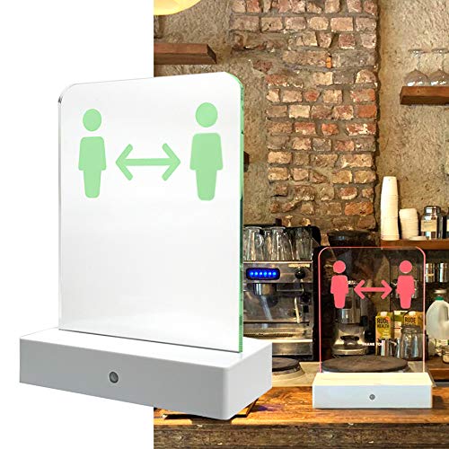 The Social Sign - Social Distancing Sign with Motion Sensor Lights - Distance Awareness Sign for Social Distancing - COVID 19 Signage - Shop Signage - LED Motion Sensor Light